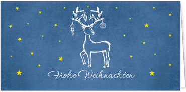 2025 für Firmen | Kategorie - Blaue Struktur Optik - | Motiv: Geschmücktes Rentier - Artikel Nummer 1080-810