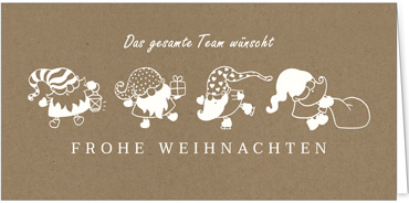 2025 für Firmen | Kategorie - Kraftpapier Optik - | Motiv: Weihnachtsmann-Team - Artikel Nummer 1082-808