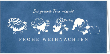 2025 für Firmen | Kategorie - Blaue Struktur Optik - | Motiv: Weihnachtsmann-Team - Artikel Nummer 1082-810