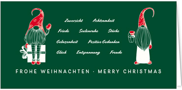 2025 für Firmen | Kategorie Grüne Impressionen | Motiv: Liebevolle Wichtelwünsche - Artikel Nummer 1088-806