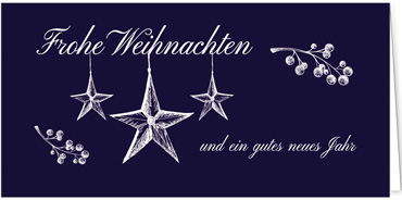 2025 für Firmen | Kategorie Blaue Impressionen | Motiv: Baumelnde Sterne - Artikel Nummer 1089-804