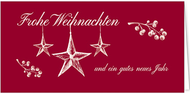 2025 für Firmen | Kategorie Rote Impressionen | Motiv: Baumelnde Sterne - Artikel Nummer 1089-805