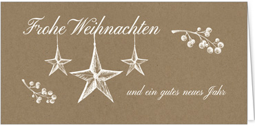 2025 für Firmen | Kategorie - Kraftpapier Optik - | Motiv: Baumelnde Sterne - Artikel Nummer 1089-808