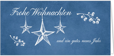 2025 für Firmen | Kategorie - Blaue Struktur Optik - | Motiv: Baumelnde Sterne - Artikel Nummer 1089-810