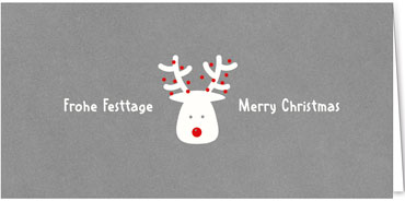 2025 für Firmen | Kategorie - Silber Struktur Optik - | Motiv: Putzige Rentierwünsche - Artikel Nummer 1096-807