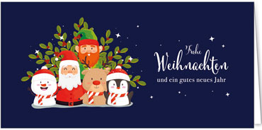 2025 für Firmen | Kategorie Blaue Impressionen | Motiv: Lustiges Weihnachtsteam - Artikel Nummer 1097-804