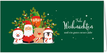 2025 für Firmen | Kategorie Grüne Impressionen | Motiv: Lustiges Weihnachtsteam - Artikel Nummer 1097-806