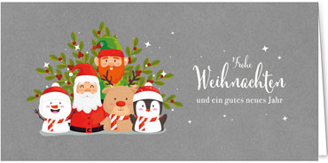 2025 für Firmen | Kategorie - Silber Struktur Optik - | Motiv: Lustiges Weihnachtsteam - Artikel Nummer 1097-807