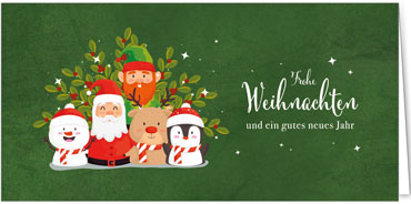 2025 für Firmen | Kategorie - Grüne Struktur Optik - | Motiv: Lustiges Weihnachtsteam - Artikel Nummer 1097-809