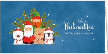 2025 für Firmen | Kategorie - Blaue Struktur Optik - | Motiv: Lustiges Weihnachtsteam - Artikel Nummer 1097-810