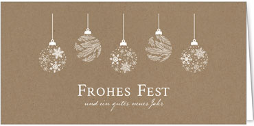 2025 für Firmen | Kategorie - Kraftpapier Optik - | Motiv: Eleganter Kugelschmuck - Artikel Nummer 1098-808