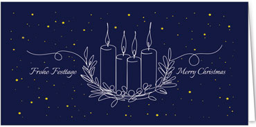 2025 für Firmen | Kategorie Blaue Impressionen | Motiv: Malerische Adventkerzen - Artikel Nummer 1099-804