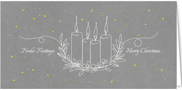 2025 für Firmen | Kategorie - Silber Struktur Optik - | Motiv: Malerische Adventkerzen - Artikel Nummer 1099-807