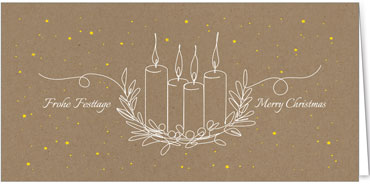 2025 für Firmen | Kategorie - Kraftpapier Optik - | Motiv: Malerische Adventkerzen - Artikel Nummer 1099-808