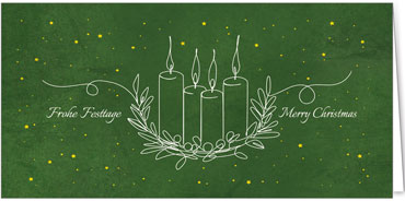 2025 für Firmen | Kategorie - Grüne Struktur Optik - | Motiv: Malerische Adventkerzen - Artikel Nummer 1099-809