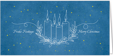 2025 für Firmen | Kategorie - Blaue Struktur Optik - | Motiv: Malerische Adventkerzen - Artikel Nummer 1099-810