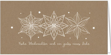 2025 für Firmen | Kategorie - Kraftpapier Optik - | Motiv: Kunstvolle Schneesterne - Artikel Nummer 1103-808