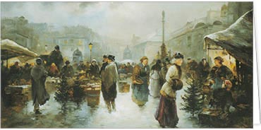 2025 für Firmen | Alte Meister | Motiv: Emil Barbarini · Der Weihnachtsmarkt - Artikel Nummer 11064