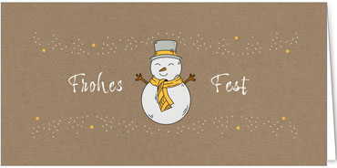 2025 für Firmen | Kategorie - Kraftpapier Optik - | Motiv: Liebevoller Schneemann - Artikel Nummer 1107-808