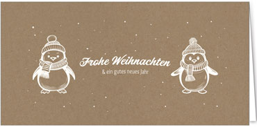 2025 für Firmen | Kategorie - Kraftpapier Optik - | Motiv: Pinguinpärchen - Artikel Nummer 1108-808