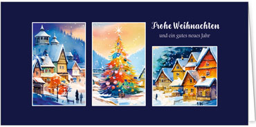2025 für Firmen | Kategorie Blaue Impressionen | Motiv: Adventstrio - Artikel Nummer 1127-804