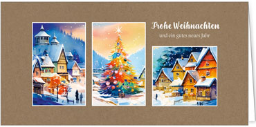 2025 für Firmen | Kategorie - Kraftpapier Optik - | Motiv: Adventstrio - Artikel Nummer 1127-808