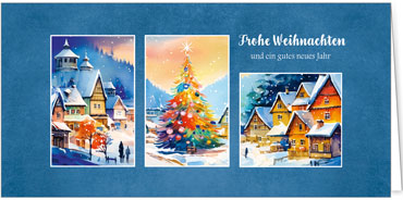 2025 für Firmen | Kategorie - Blaue Struktur Optik - | Motiv: Adventstrio - Artikel Nummer 1127-810