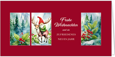 2025 für Firmen | Kategorie Rote Impressionen | Motiv: Waldtrio - Artikel Nummer 1129-805