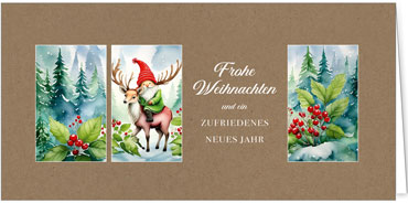 2025 für Firmen | Kategorie - Kraftpapier Optik - | Motiv: Waldtrio - Artikel Nummer 1129-808