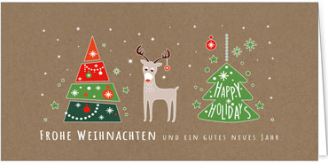 2025 für Firmen | Kategorie - Kraftpapier Optik - | Motiv: Happy Holidays - Artikel Nummer 1132-808