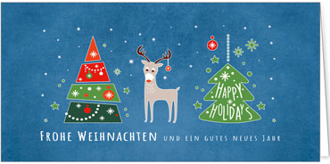 2025 für Firmen | Kategorie - Blaue Struktur Optik - | Motiv: Happy Holidays - Artikel Nummer 1132-810