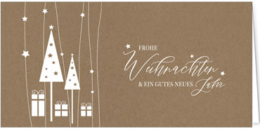 2025 für Firmen | Kategorie - Kraftpapier Optik - | Motiv: Lamettabäume - Artikel Nummer 1134-808