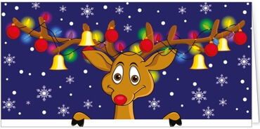 2025 für Firmen | Kategorie Humor | Motiv: Fröhliche Rentiergrüße - Artikel Nummer 11362