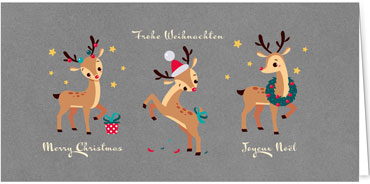 2025 für Firmen | Kategorie - Silber Struktur Optik - | Motiv: Rentiertanz - Artikel Nummer 1140-807