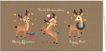 2025 für Firmen | Kategorie - Kraftpapier Optik - | Motiv: Rentiertanz - Artikel Nummer 1140-808