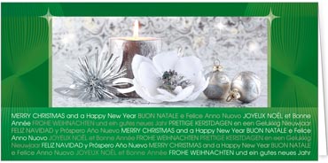 2025 für Firmen | Kategorie Internationale Weihnachtsgrüße | Motiv: Arrangement in Grün - Artikel Nummer 11436