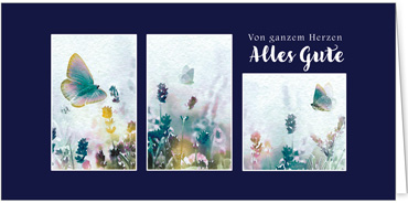 2025 Glückwunschkarten (Grusskarten)  - Programm 2025 | Motiv: Aquarelltrio - Artikel Nummer 1153-804