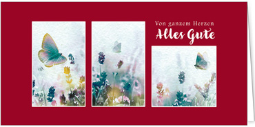 2025 Glückwunschkarten (Grusskarten)  - Programm 2025 | Motiv: Aquarelltrio - Artikel Nummer 1153-805