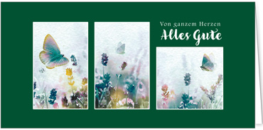 2025 Glückwunschkarten (Grusskarten)  - Programm 2025 | Motiv: Aquarelltrio - Artikel Nummer 1153-806