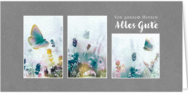 2025 Glückwunschkarten (Grusskarten)  - Programm 2025 | Motiv: Aquarelltrio - Artikel Nummer 1153-807