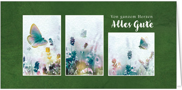 2025 Glückwunschkarten (Grusskarten)  - Programm 2025 | Motiv: Aquarelltrio - Artikel Nummer 1153-809