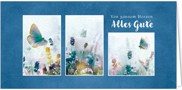 2025 Glückwunschkarten (Grusskarten)  - Programm 2025 | Motiv: Aquarelltrio - Artikel Nummer 1153-810