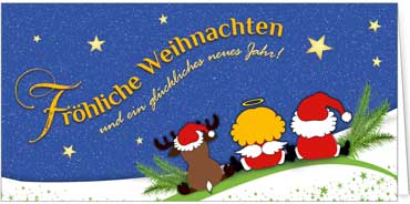 2025 für Firmen | Kategorie Humor | Motiv: Fröhliche Weihnachtsboten - Artikel Nummer 11565