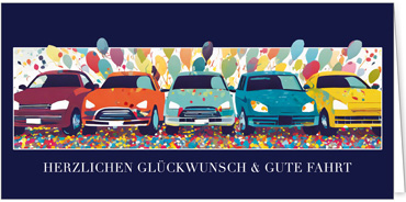 2025 Glückwunschkarten (Grusskarten) für die KFZ Branche - Programm 2025 | Motiv: Autofest - Artikel Nummer 1158-804