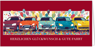 2025 Glückwunschkarten (Grusskarten) für die KFZ Branche - Programm 2025 | Motiv: Autofest - Artikel Nummer 1158-805