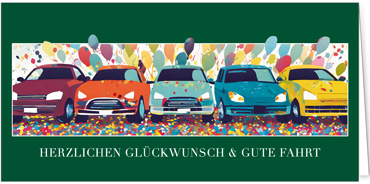 2025 Glückwunschkarten (Grusskarten) für die KFZ Branche - Programm 2025 | Motiv: Autofest - Artikel Nummer 1158-806
