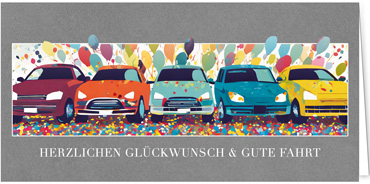 2025 Glückwunschkarten (Grusskarten) für die KFZ Branche - Programm 2025 | Motiv: Autofest - Artikel Nummer 1158-807
