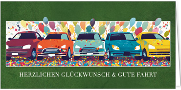 2025 Glückwunschkarten (Grusskarten) für die KFZ Branche - Programm 2025 | Motiv: Autofest - Artikel Nummer 1158-809