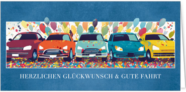 2025 Glückwunschkarten (Grusskarten) für die KFZ Branche - Programm 2025 | Motiv: Autofest - Artikel Nummer 1158-810