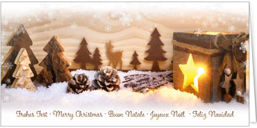 2025 für Firmen | Kategorie Weihnachtliche  Fotoimpressionen | Motiv: Leuchtende Holzkerze - Artikel Nummer 11591